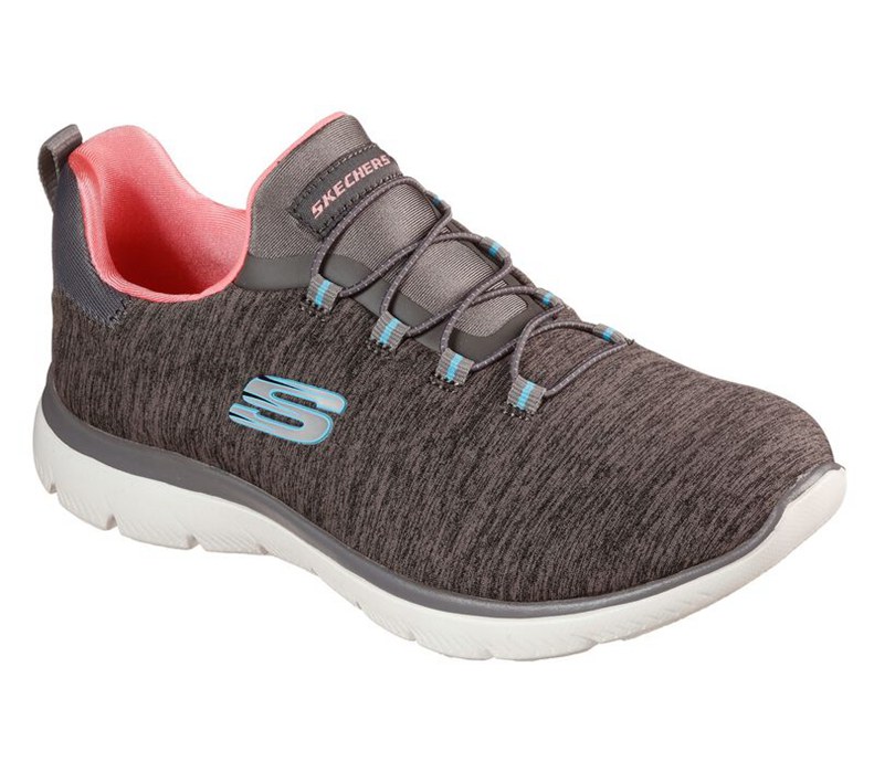 Skechers Summits - Quick Getaway - Womens Sneakers Grey/Coral [AU-UH4241]